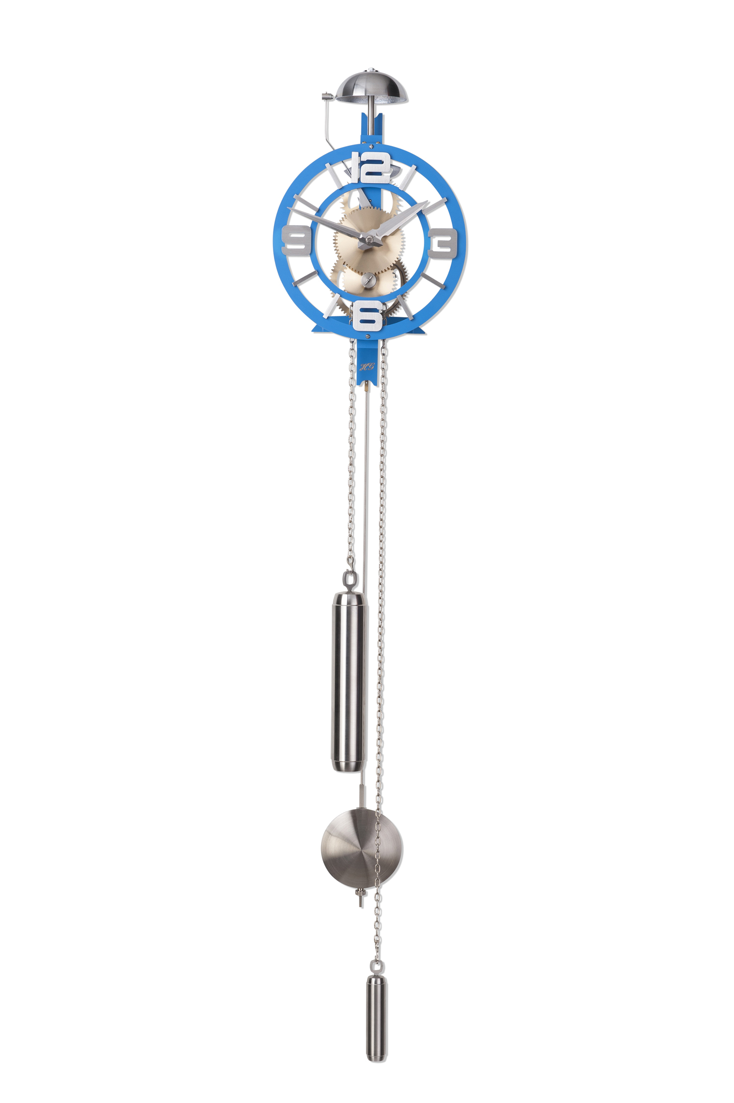 Moderne klok Rond blauw frame blauw