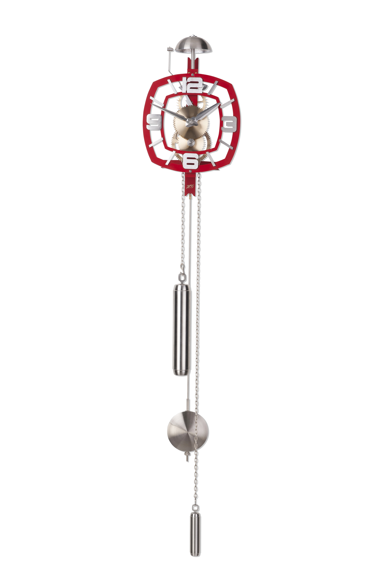 Moderne klok Vierkant Rood frame Rood